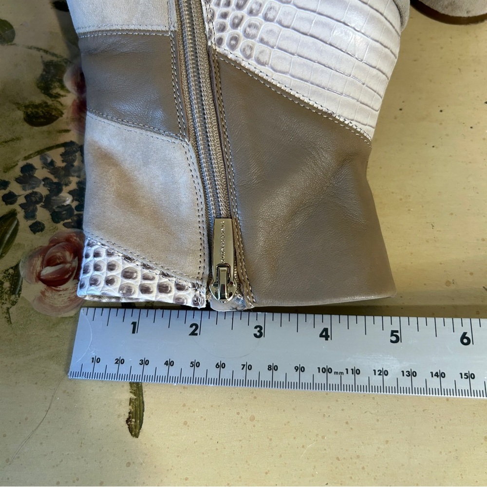 Vince Camuto Gilisama Boho Patchwork Tan White Suede Leather Platform Boots - Picture 11 of 17